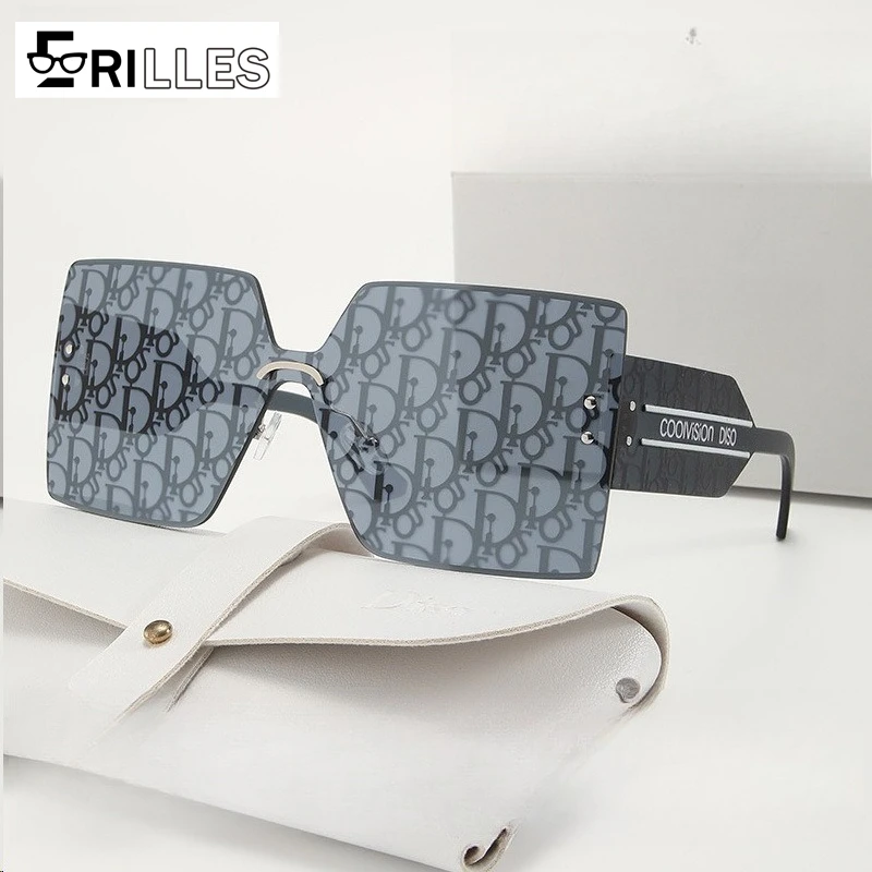 

Бескаркасные солнцезащитные очки со скошенной кромкой, квадратная защита UV400, модное заявление премиум-класса, городский шикарный стиль для вождения