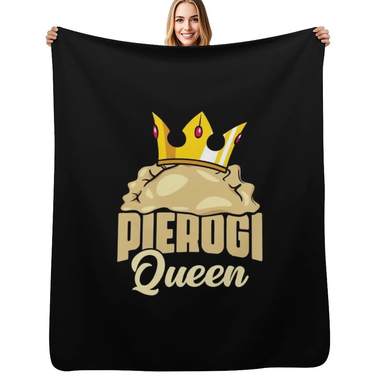 

Pierogi Queen A Polish Food Cuisine For Poland Dumpling Fans Throw Blanket Large Multi-Purpose Single Blankets