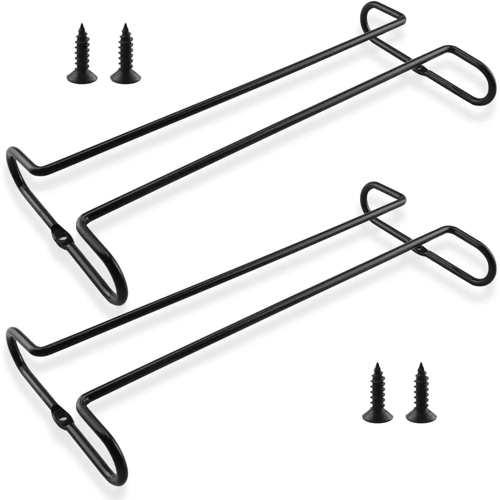 Heavy Duty Metal Stemware Rack 2 Pack, 10.3 Inch Under Cabinet Hanging Wine Glass Holder, Organize Cups, Goblets, Wine Glasses