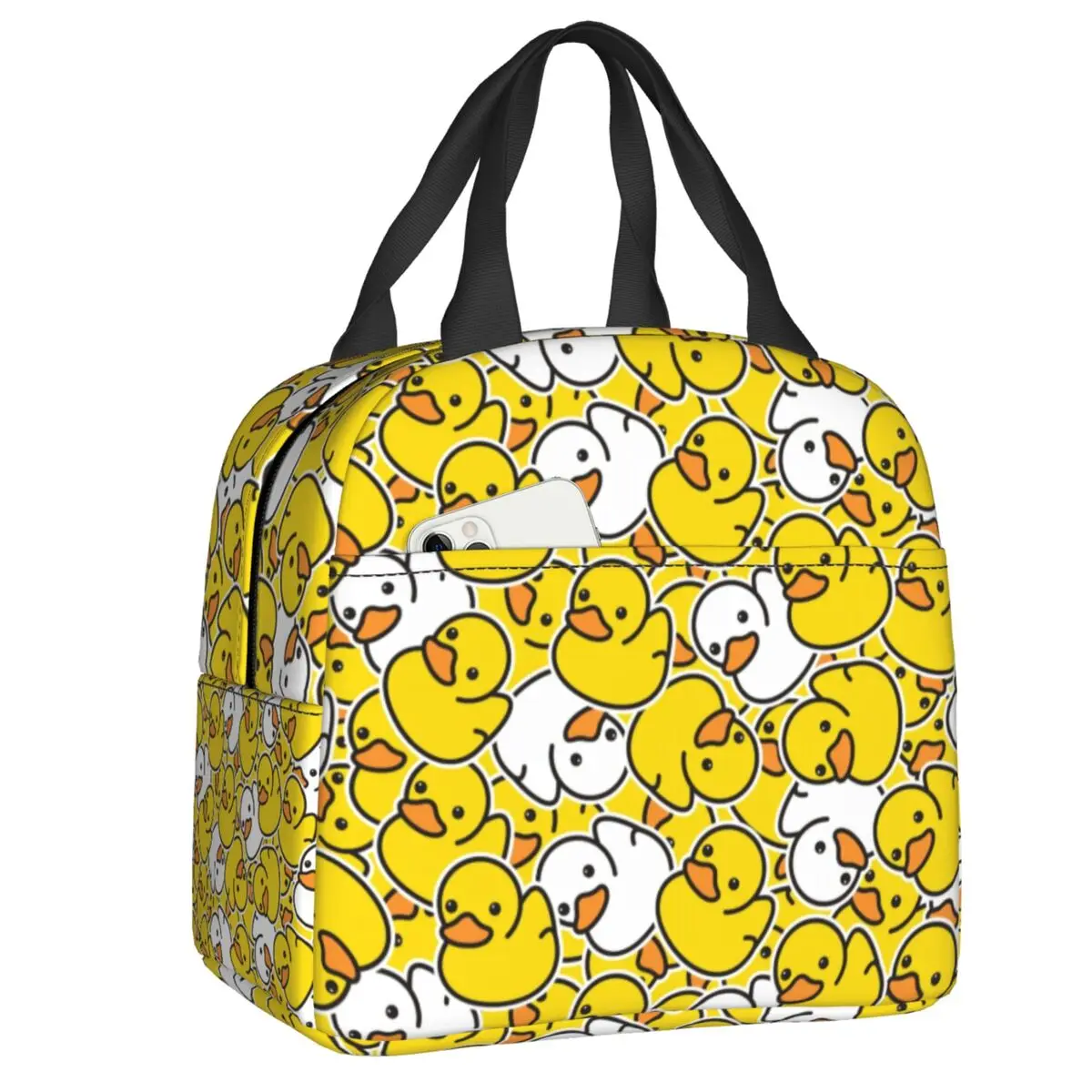 

Термоизолированная сумка для обеда с рисунком желтой резиновой утки, портативная сумка-тоут для женщин, многофункциональный контейнер для еды для детей