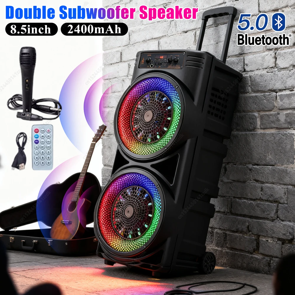 

Bluetooth Portable Speaker Loud Boombox Subwoofer with USB/TF/AUX/FM/MIC LED Light Long Playtime for Party Camping Backyard Beac