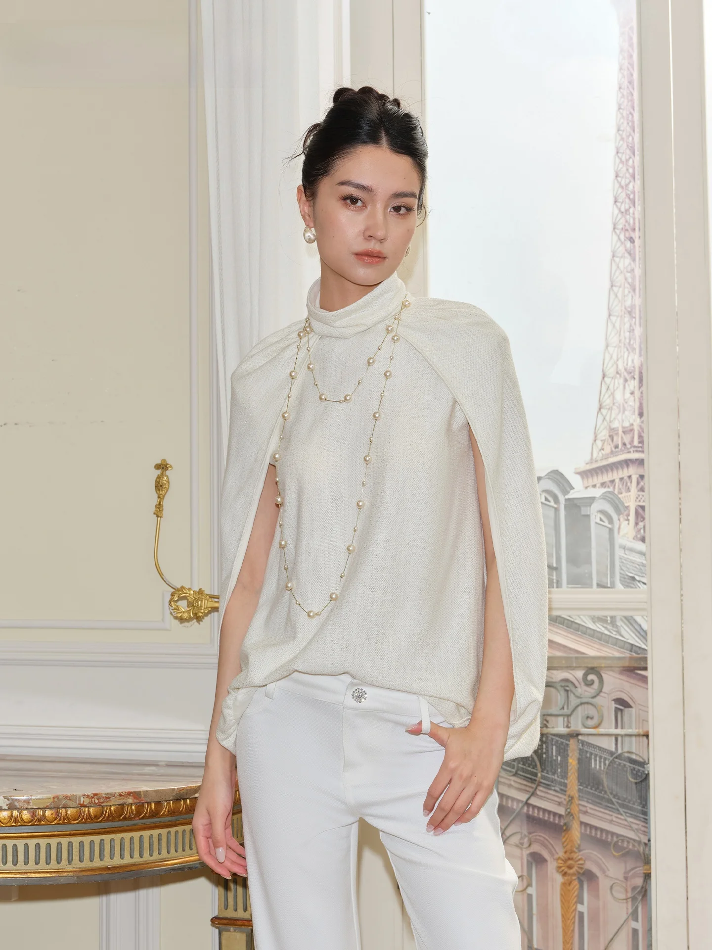 

Женский вязаный топ-жилет J Thsen Special Gold Tead с высоким воротником-хомутом, мягкий, средней плотности, свободного кроя, для весеннего сезона