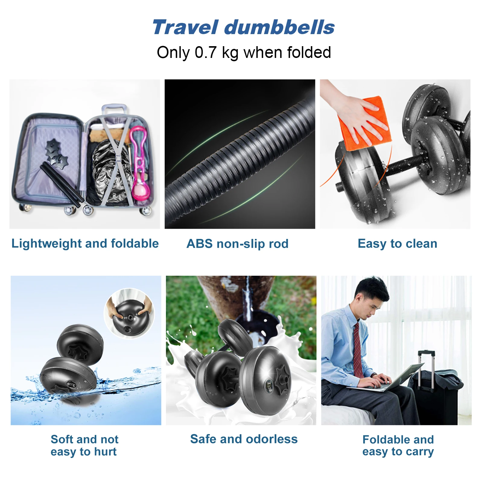 Deiris 1-25kg Water Filled Dumbbell, Portable Travel,Weights Adjustable, Home Gym, Arm Muscle Training Dumbbell Sets