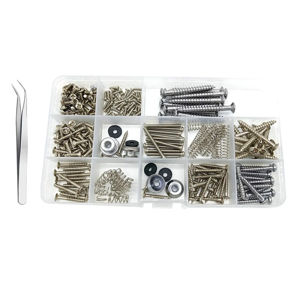 

254Pcs Guitar Repairing Tool Kit Durable Screw Set Strap Buttons Spring Professional Guitar Maintenance Supplies