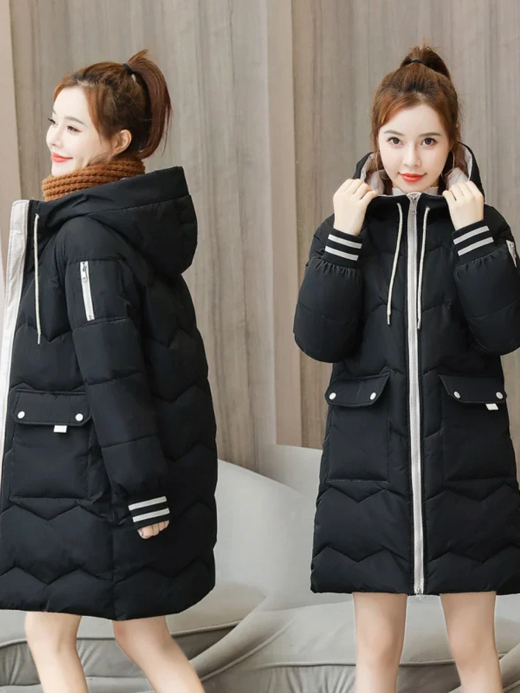 Cappotto invernale donna piumino addensato di media lunghezza cappotti moda coreana parka caldo capispalla con cappuccio da donna abbigliamento donna