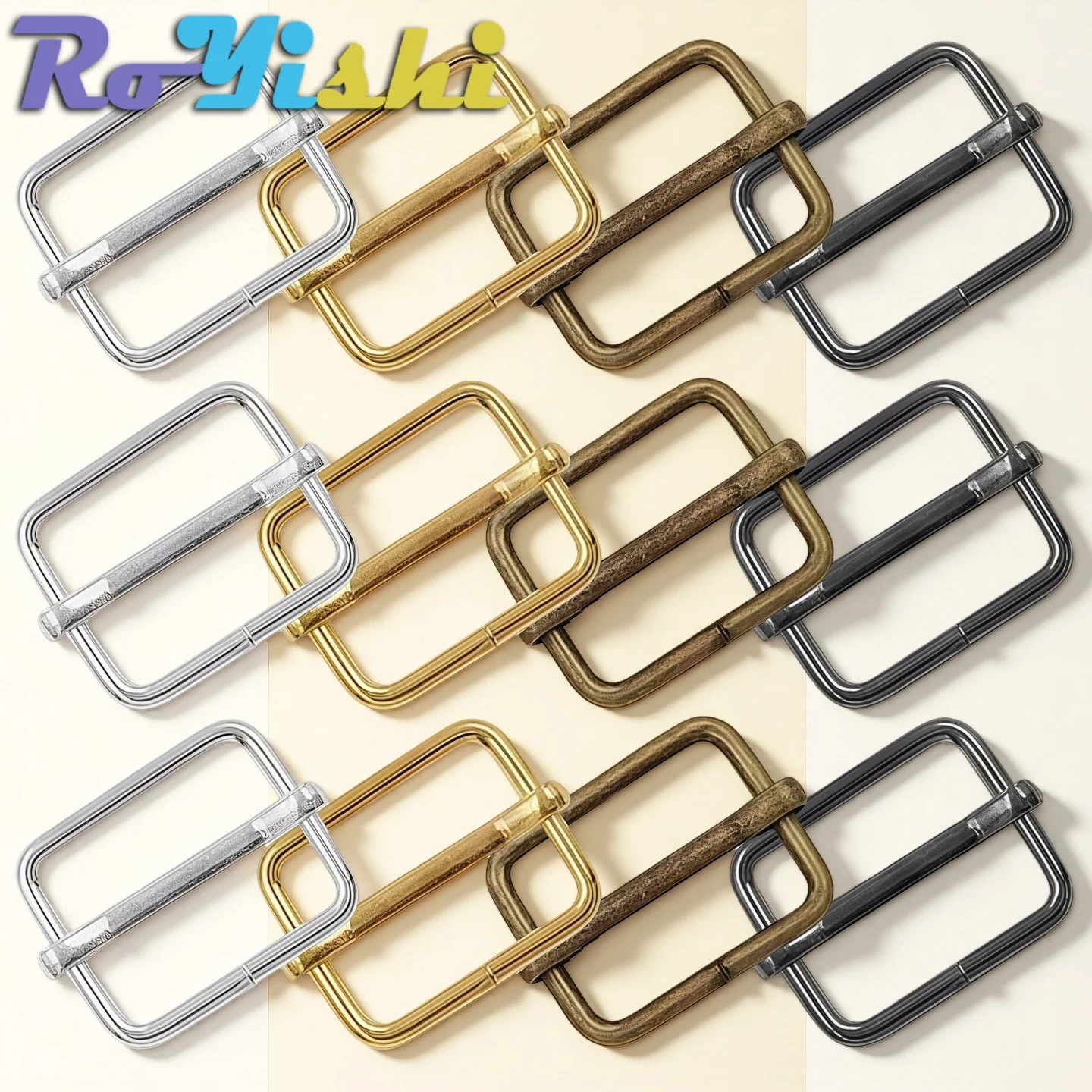 10-100 pièces/paquet – Boucles de réglage en métal pour sangles, glissières à trois barres, à rouleaux, à forme de fil