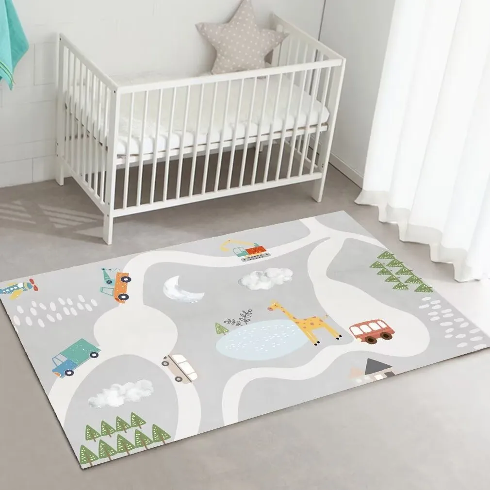 

VIKAMA Children's Alphabet Carpet Parking Lot Crawling Mat Carpet Game Traffic Road Mat Early Learning Kindergarten Carpet Pad