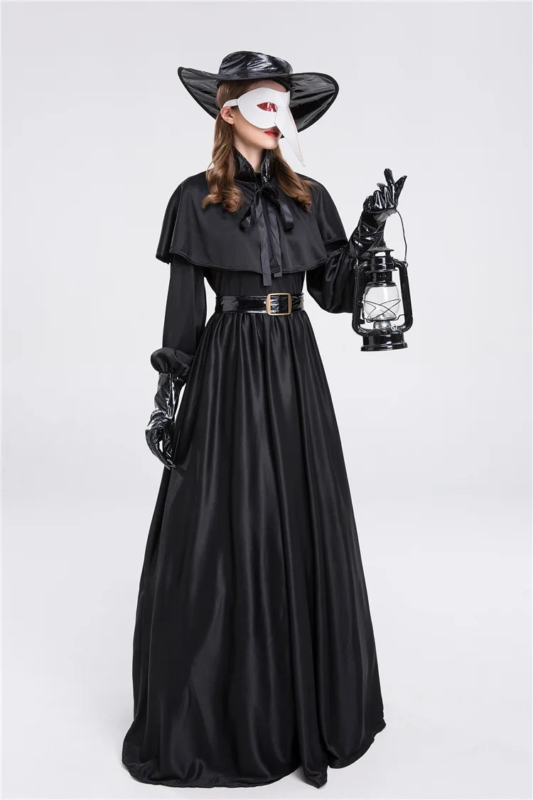 Middeleeuws kostuum voor vrouwen Crow Doctor k Castle Hero Outfit Plague Mouth Performance Cosplay Kleding Halloween Thema