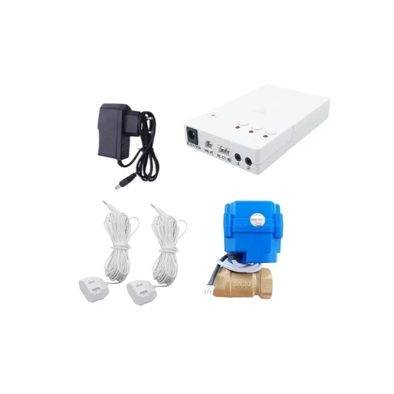 

Water Leakage Detector Alarm System Battery/Adapter Powered Leak Overflow Sensor Security Protection with 1pc 1/2" Valve