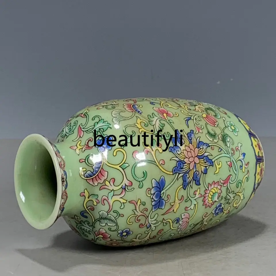 

Green glaze pastel twisted flower bottle