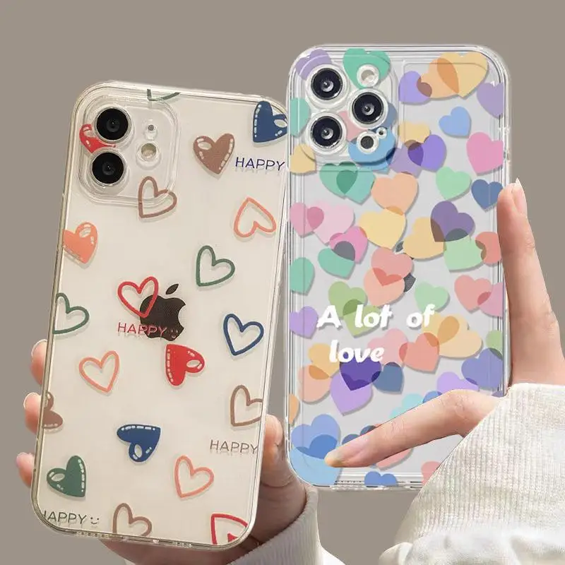 Heart Phone Case For VIVO V23 V25 V27 Pro V27E V29E Y20 Y12A Y27 Y21 Y33 Y17S Y15S Y21S Y22S Y33S Y15A Y31 Y16 Y35 Y76 TPU Cover