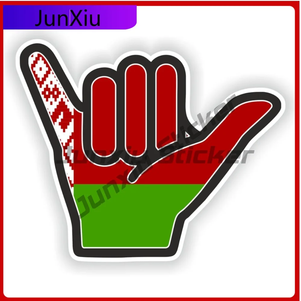 

Belarus Flag Shaka Hand Hang Loose Vinyl Decals Graphic Car Motorcycle Stickers Funny Decoration Accessories For Auto Suv Window