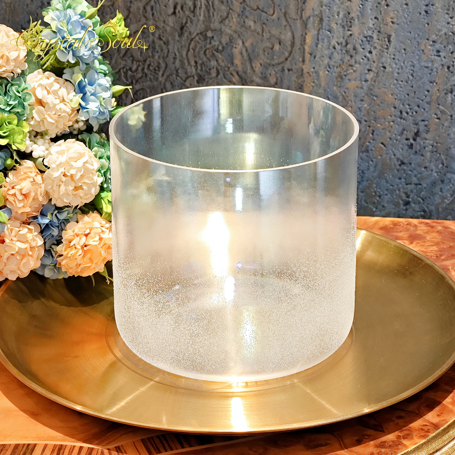 Crystal Soul  High Quality White Pearl Sandblasted Crystal Singing Bowl  Customizable Size Color Prefect Pitch