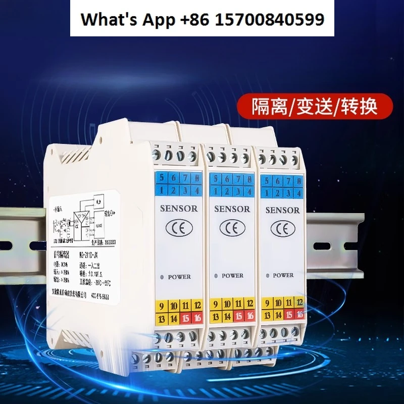 

Signal Isolator DC Current Voltage Transmitter 4-20mA One Input Two Output Isolation Gate Transformation and Distribution Module