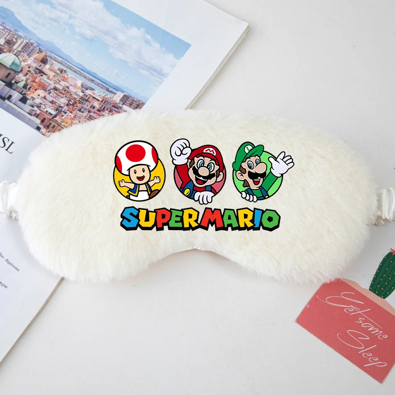 Super Mario Bro Sleeping Mask Anime Blindfold Soft Plush Shading Sleep Aid Eye Letter Masks Cover Cute Eyepatch Siesta Eyeshade