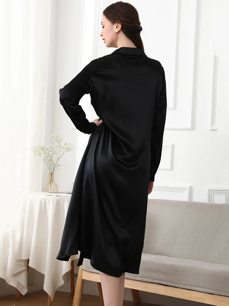 19 Momme Long Silk Shirt Dress