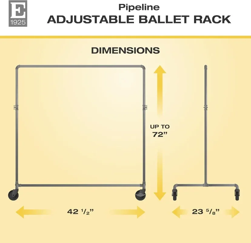 Adjustable Rolling Rack – Econoco Vintage Pipeline 2 Way Ballet Clothes Hanging Fixture