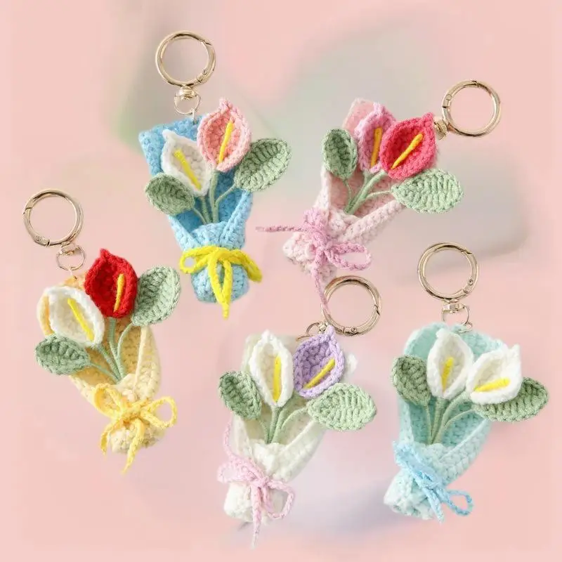 حلقات مفاتيح زنبق الكالا الحرفية المصنوعة يدويًا؛ المعلقات مفتاح السيارة بكميات كبيرة بالجملة.