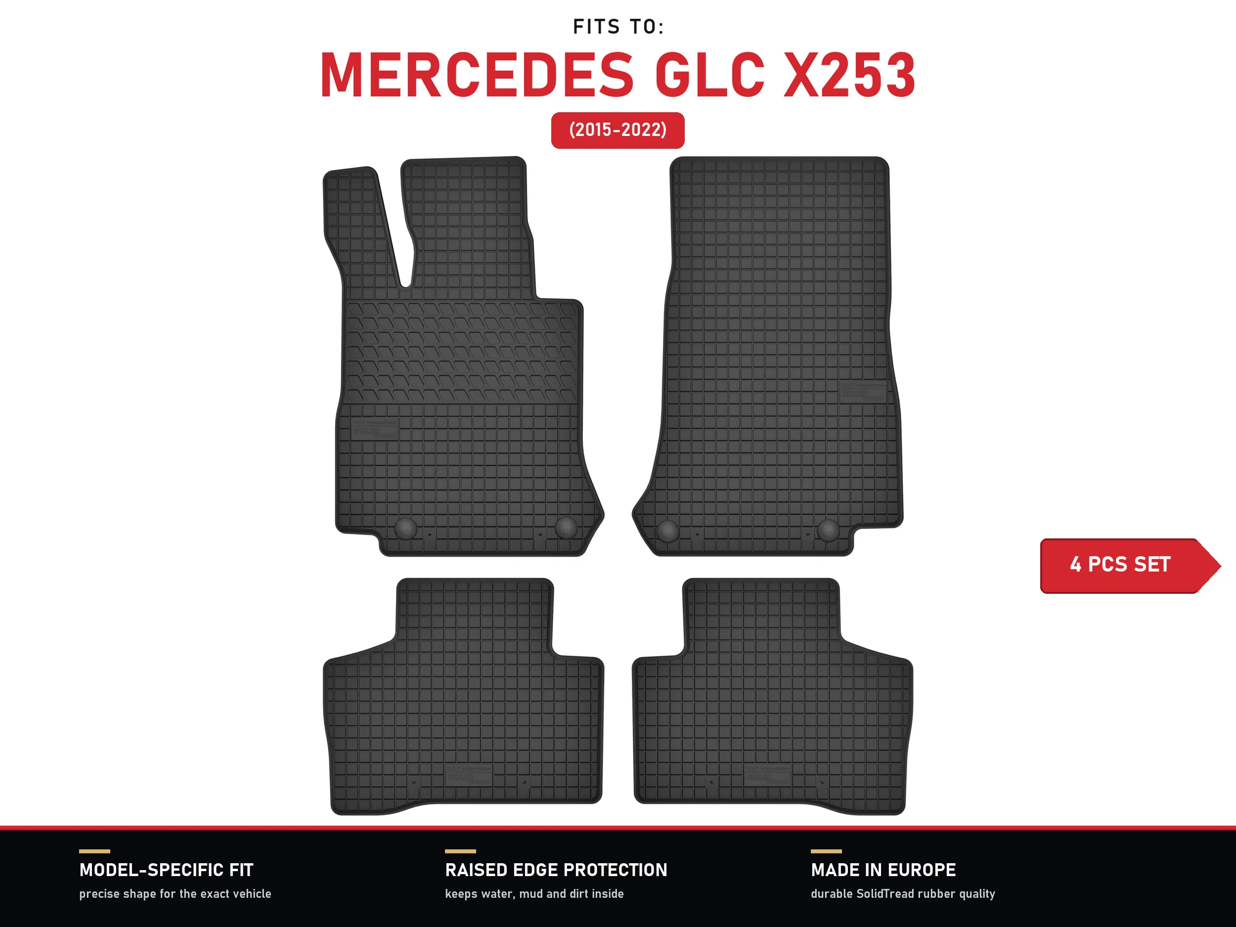 Rubberen matten voor: Mercedes GLC X253 2015-2022 4 stuks