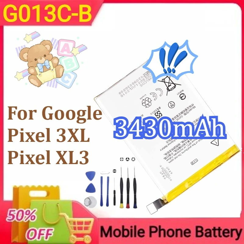 

New G013C-B Replacement Battery For Google Pixel 3XL Pixel XL3 Mobile Phone Batteries 3430mAh+Tools