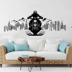 City Skyline Motorcycle Adventure Wall Sticker Decal Mountain Biker Riding Sport Urban Landscape Kids Room Bedroom