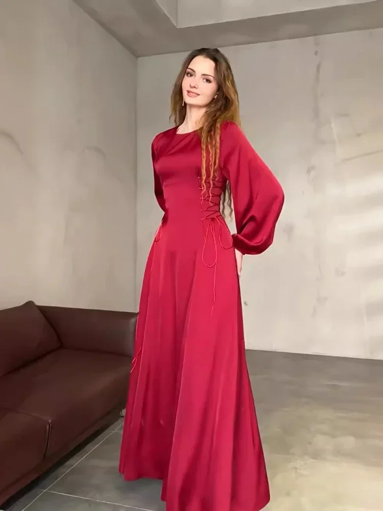 

Платье мусульманское Абая, женские вечерние платья Джалабия на шнурке, Рамадан, Дубай, Марокко, халат, Абая, ислам, арабский кафтан, Ид, Vestidos 2026