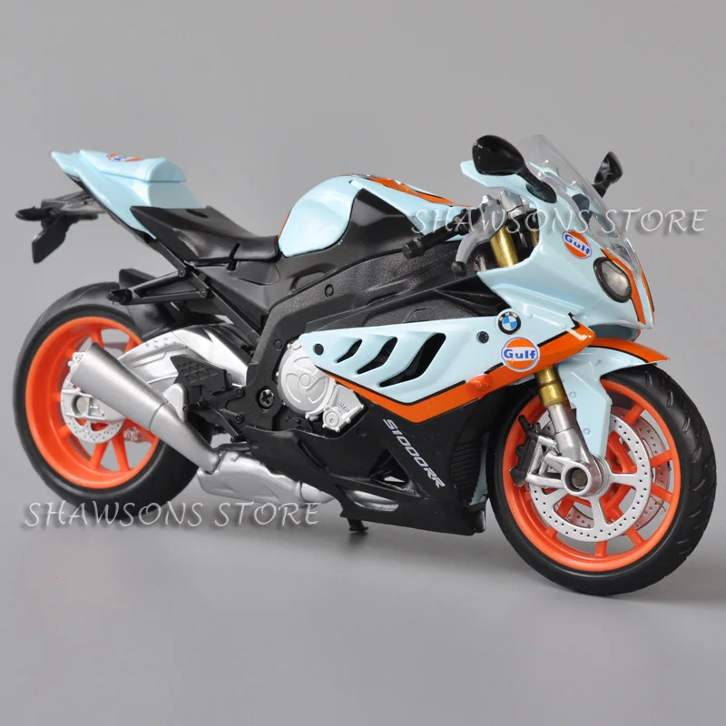 

1:12 масштаб, литая под давлением модель мотоцикла, игрушки BMW S1000RR, гоночный спортивный велосипед, миниатюрная копия Gulf