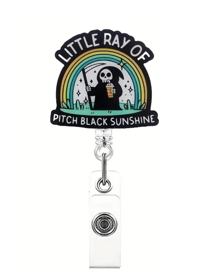 1 porta badge retrattile per Halloween con clip in metallo - cordino staccabile da 24 pollici, 360 °   Gancio girevole, cordino in nylon resistente