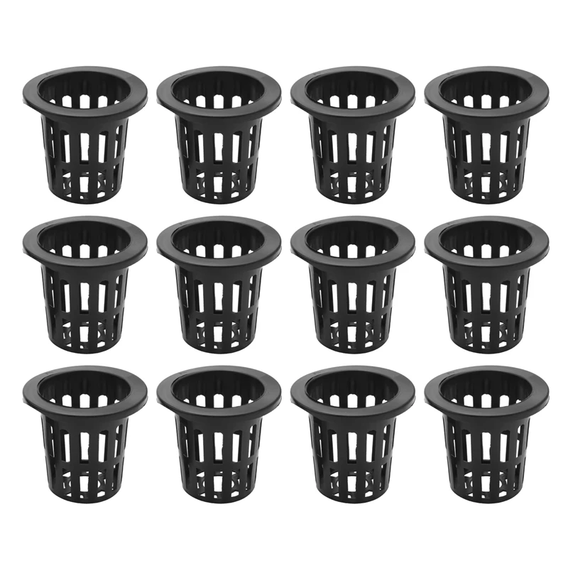 100 Pack 2.36 Inch Net Cups Slotted Mesh Wide Lip Filter Plant Net Pot Bucket Basket for Hydroponics Aquaponics Orchids