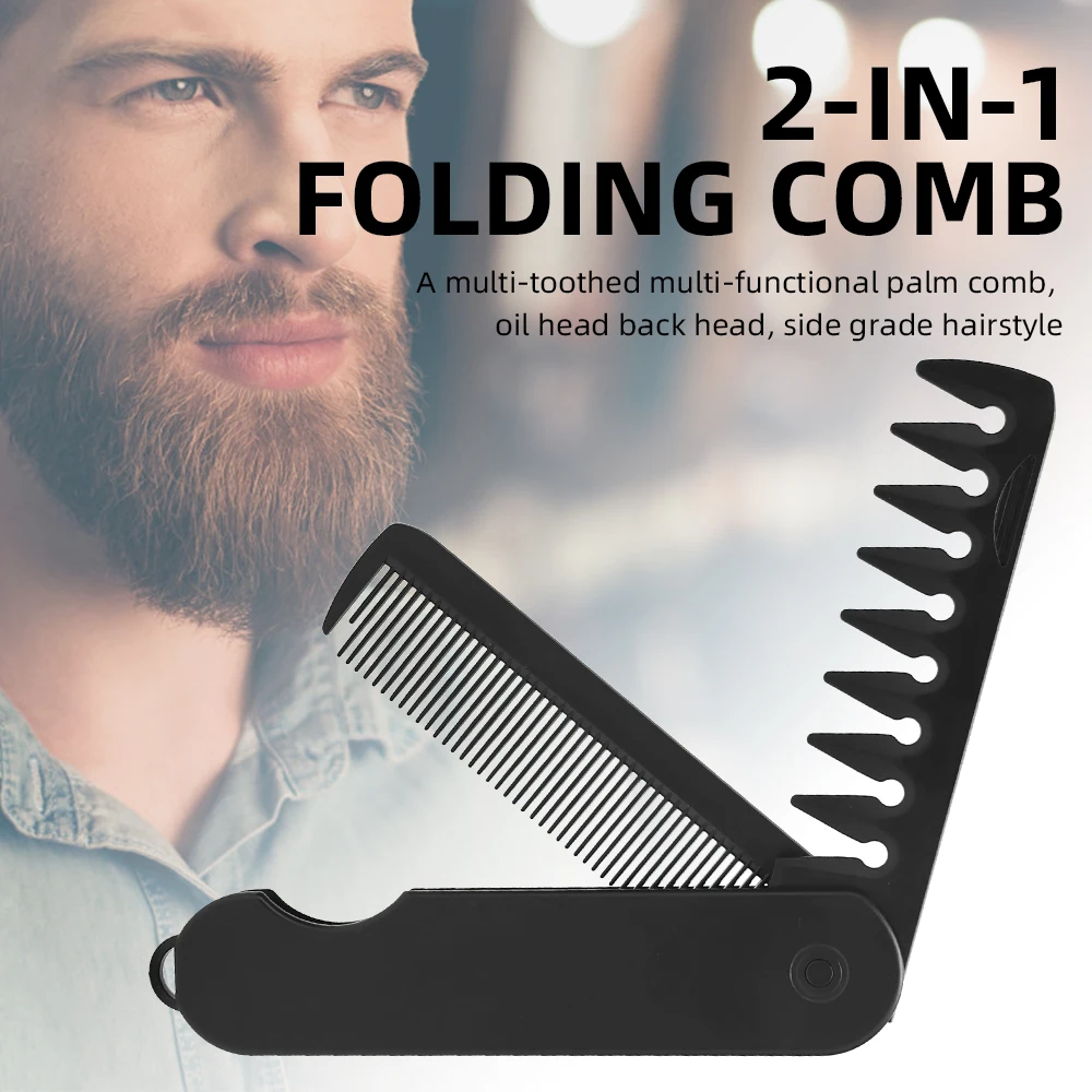 

2 in 1 Pocket Folding Combs Wide Tooth Oil Head Comb Beard Combing Barber Hair Clipper Comb Salon Hair Styling Tool