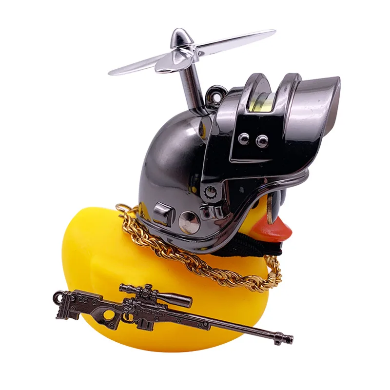 Motor Accessories Yellow Duck with Helmet for Bike Auto Car Accessories Tertiary Helmet Duck Car Ornaments Interior Decoration