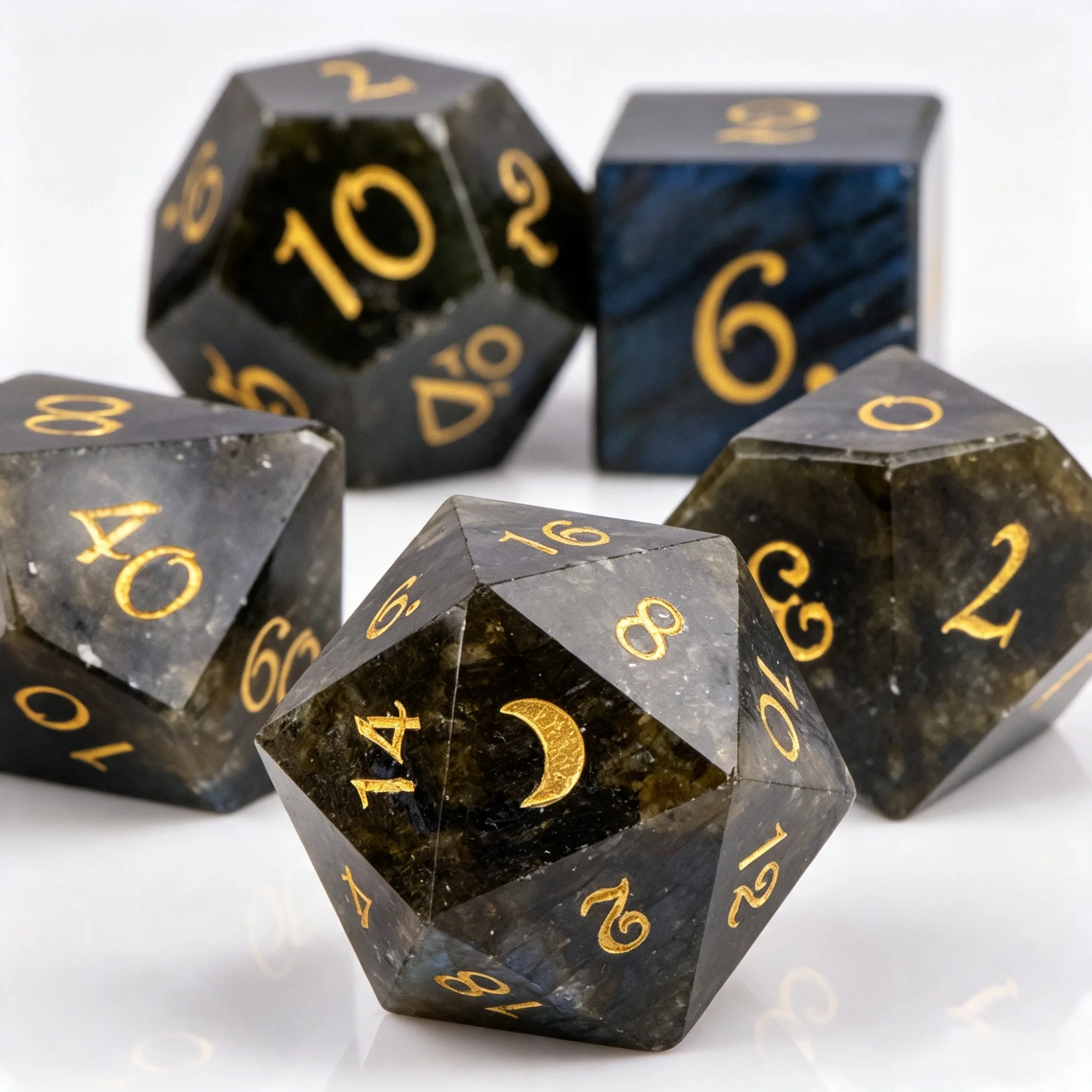 Natural Gemstone DND Dice, 7pcs Polyhedral D&D Dice Set Random Style, Dungeons & Dragons RPG Tabletop Dice with Gift Box