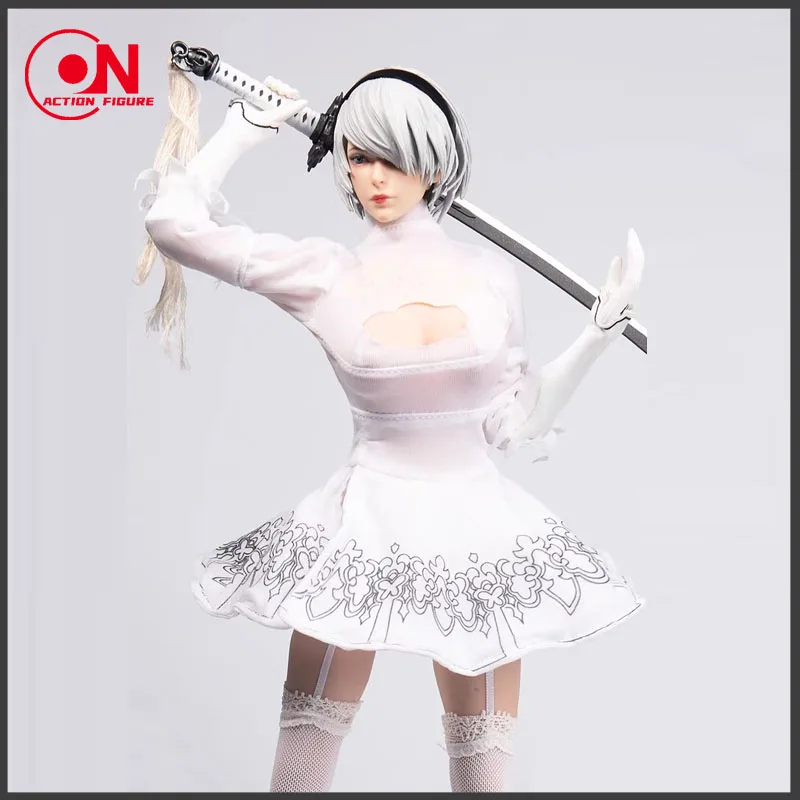 1/6 TYM073 2B White Combat Skirt Dress Clothes Set Model Fit for 12'' Female Girl TBLeague JIAOU Action Figure Body