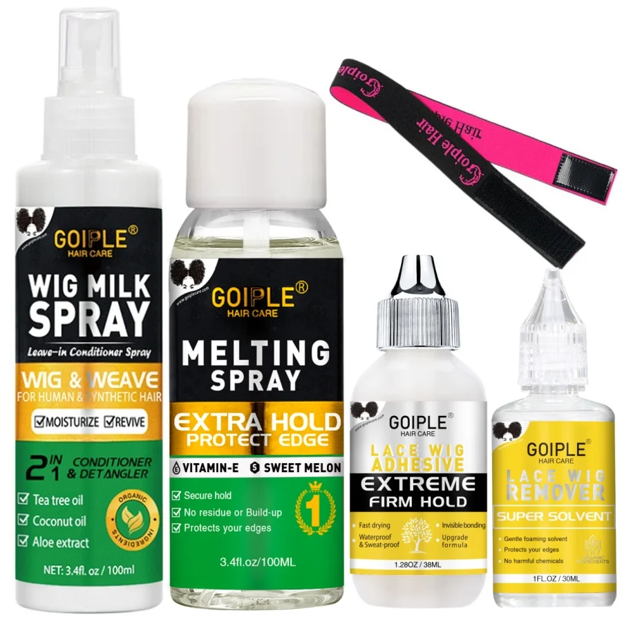 

Goiple Lace Melting Spray and Wig Milk Spray Kit Waterproof Lace Glue Remover Extreme Hold No White Residue Wig Install Set