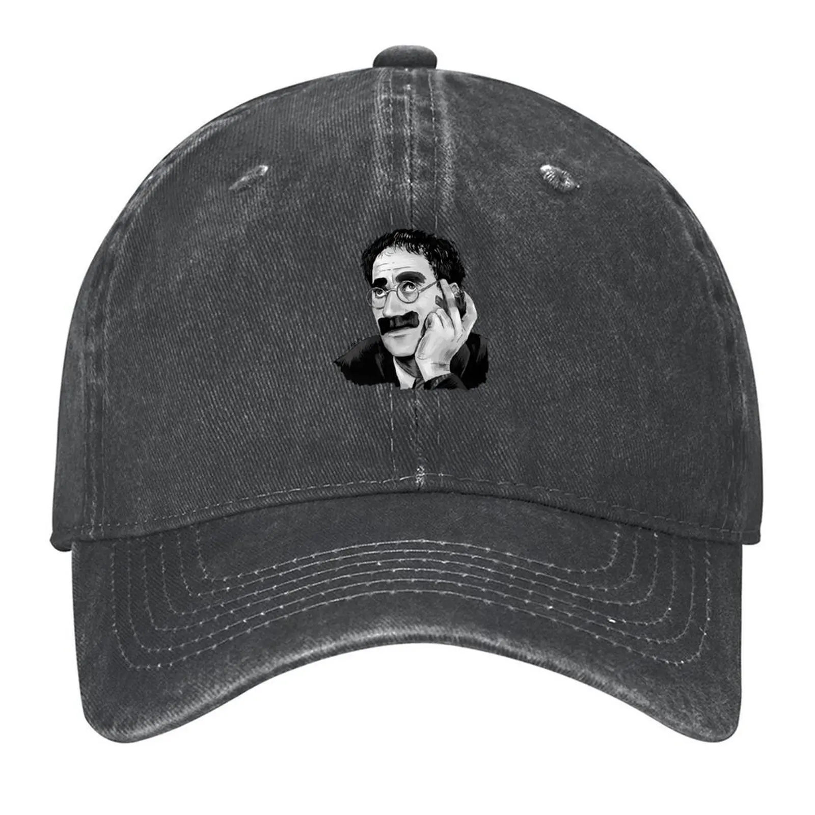

Groucho Marx Portrait Illustration by Burro Baseball Cap derby hat Anime Hat Hip Hop Women's Beach Men's