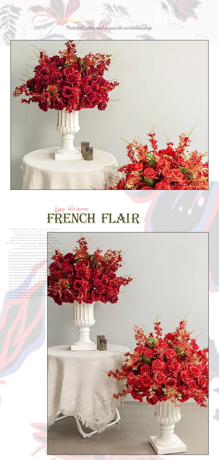 60cm Rote Jasmin-Kunstblumenkugel, Hochzeitsbühnen-Mittelstück, Künstliche Blumensphäre, Schaufensterdekoration, Event-Party-Großhandel – Detail 5