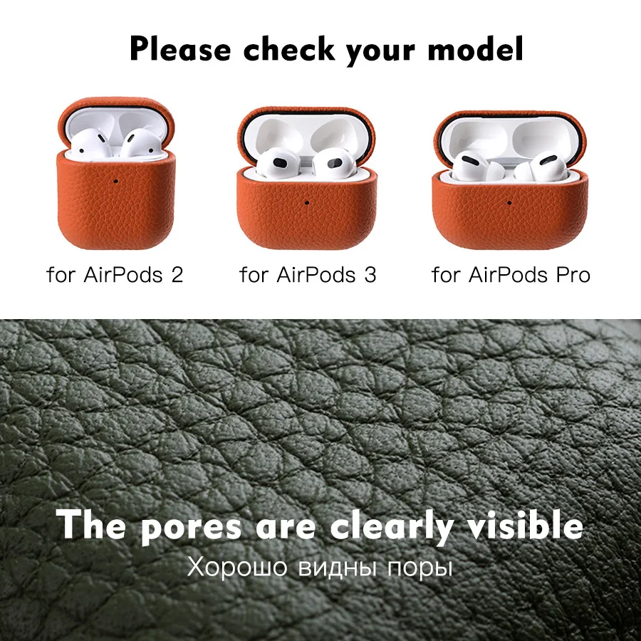 Melkco Genuine Leather For AirPods Pro 2 Case Bluetooth Earphone Accessories For AirPods 3 2 Lychee Pattern Natural Cow Cases