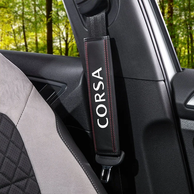 for Opel CORSA for 1pc Cowhide for Opel ASTRA Car Interior Seat Belt Protector Cover For car Auto Accessories