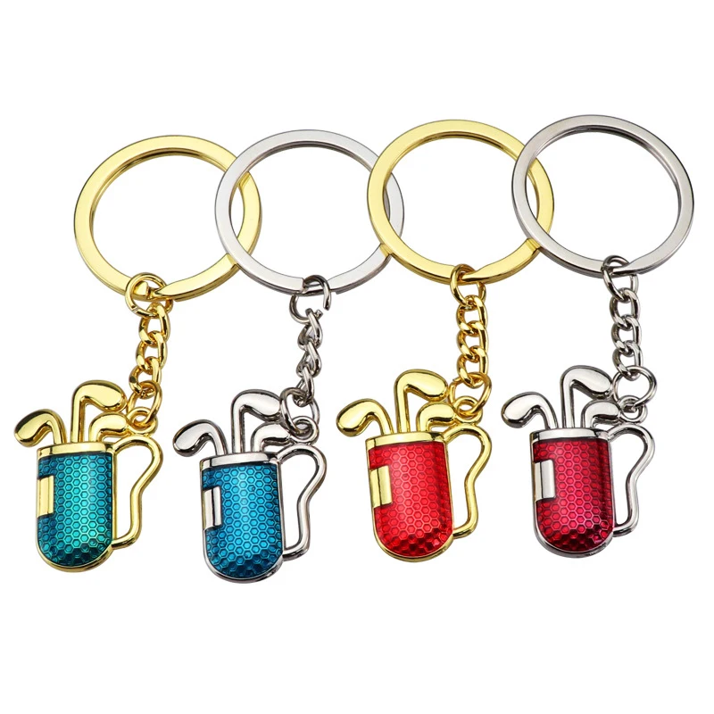 Creative Golf Racket Ball Pendant Keychain Key Ring Metal Key Clasps Split Keyring Sports Clubs Gift Kid Christmas Gifts Jewelry