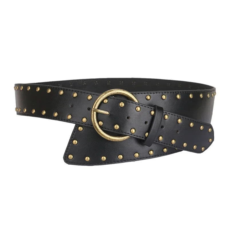 المرأة برشام بولي Leather الجلود الشرير مشد الإناث Cummerbund معطف حزام فستان Decration حزام عريض J934