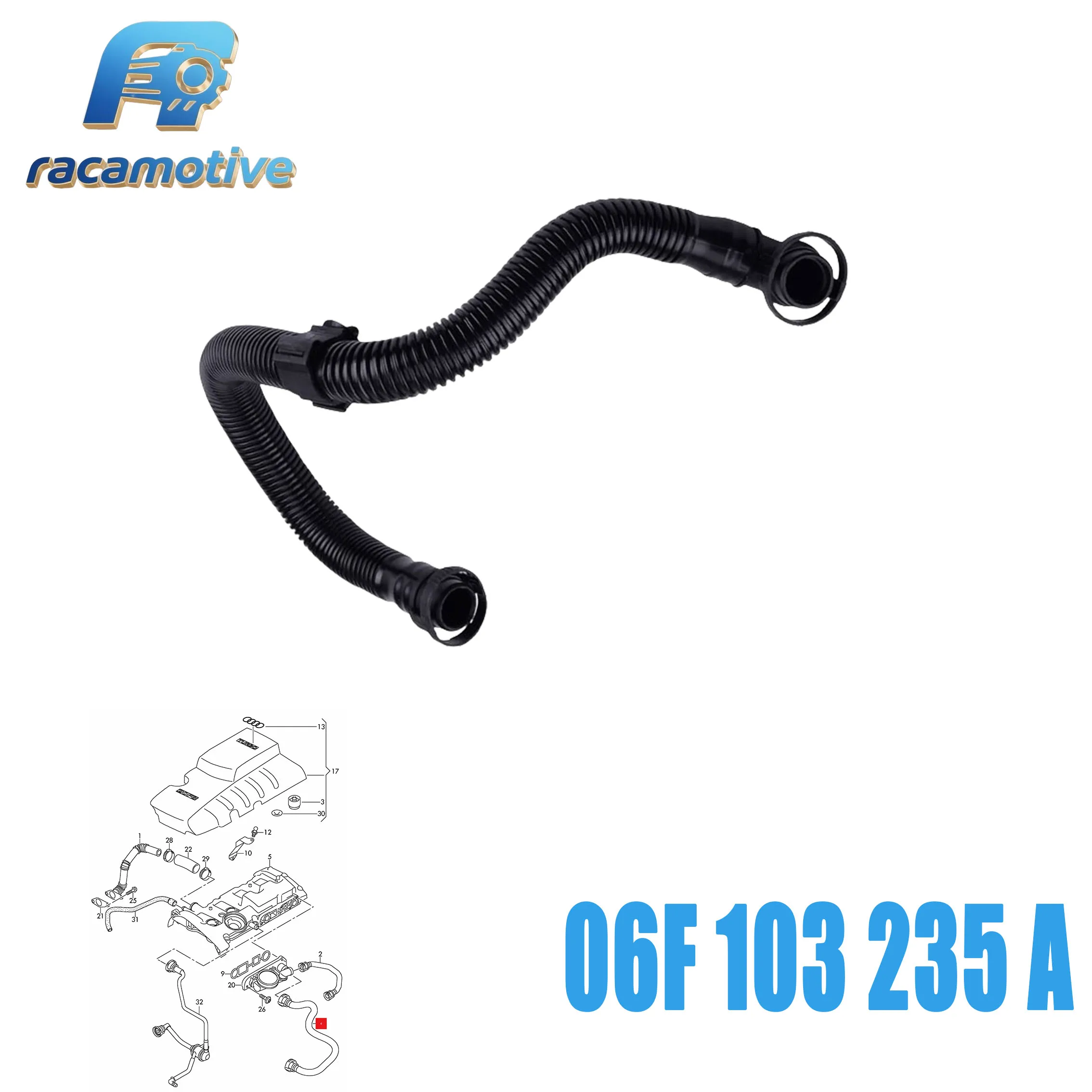 Совершенно новый автоматический вентиляционный шланг картера для Audi A3 Sportback A4 B7 A6 C6 TT Volkswagen EOS PASSAT B6 06F103235A
