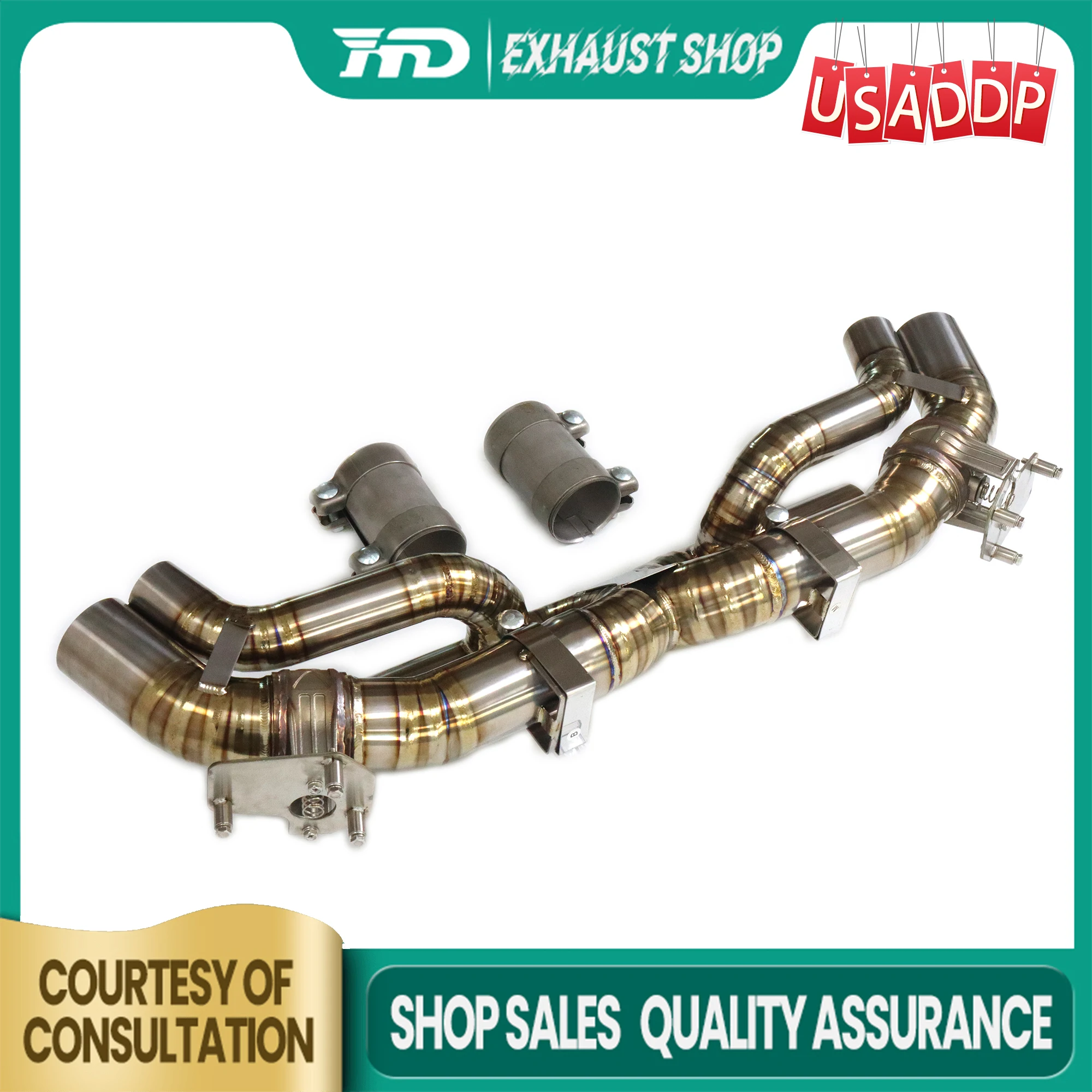 

HMD Exhaust system for Porsche 911 992 3.0T without Muffler with OEM Valve Pure natural primary color Catback Ti