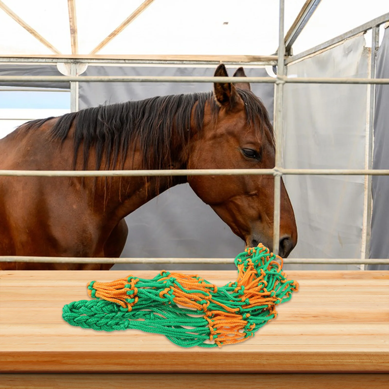 

2pcs Large Capacity Hay Bags Slow Feed Hay Net Goats Sheep Durable Stable Feeder With Hanging Design - Portable