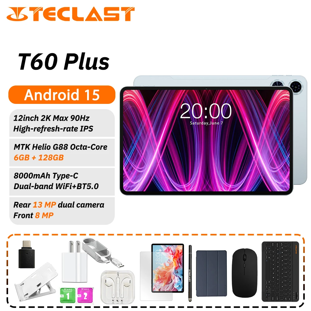 Teclast T50 Plus Tablet 11-inch IPS/6GB RAM/256GB ROM/Unisoc T620 8-Core/1920*1200 FHD/Android 14/8000mAh/13MP Dual Camera+8MP
