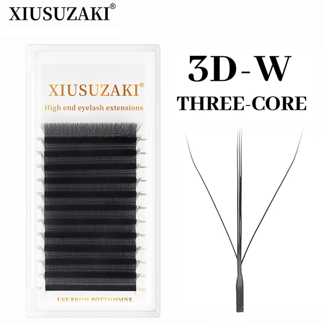 XIUSUZAKI 3D W trzyrdzeniowe potrójne końcówki rzęsy W kształt przedłużanie rzęs Blister naturalne gotowe wentylatory podwójne dwurdzeniowe rzęsy
