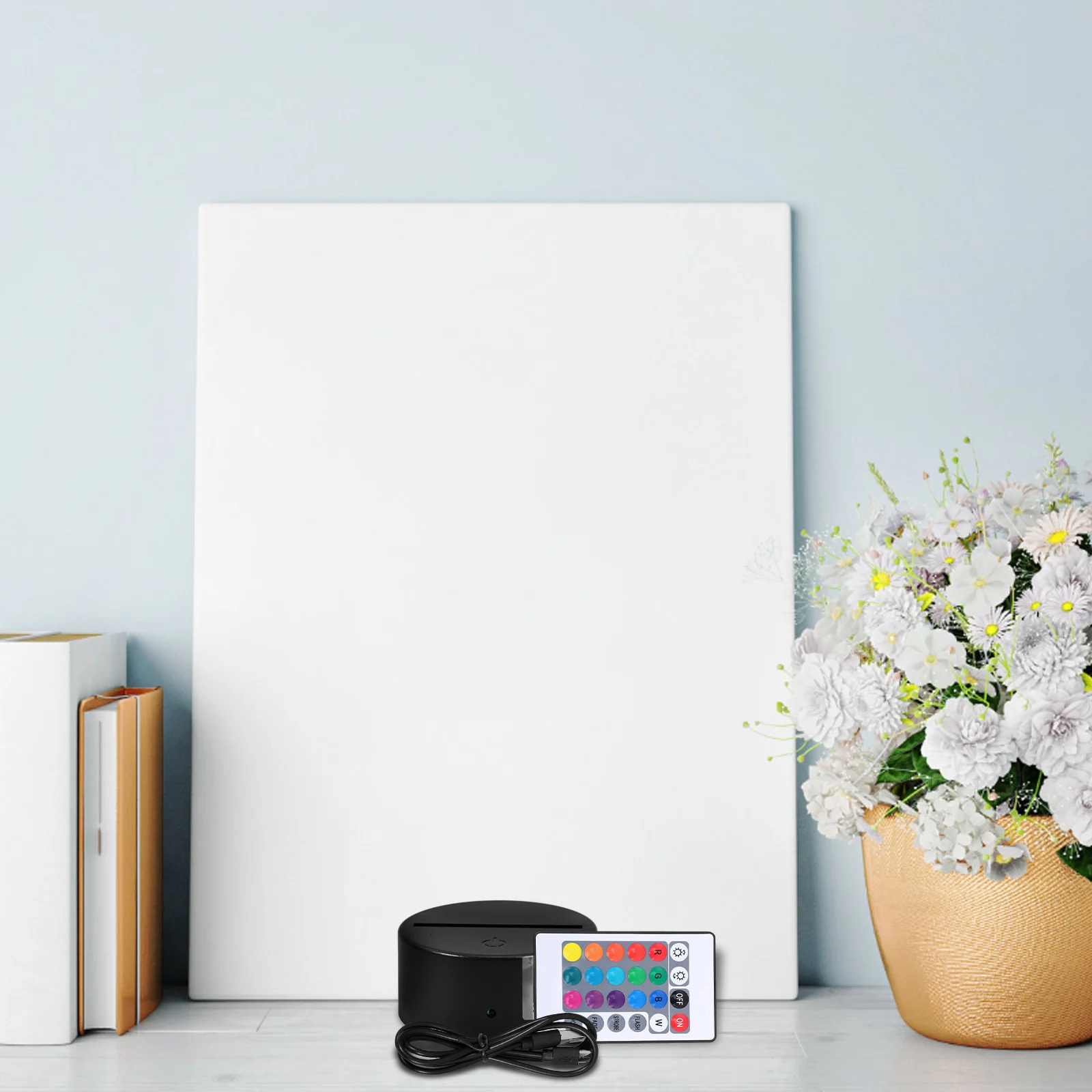 

Touch Remote Control Led Desk Night Light Display Stand Charging Usb Adjustable Brightness Colorful Lamp Base For Acrylic