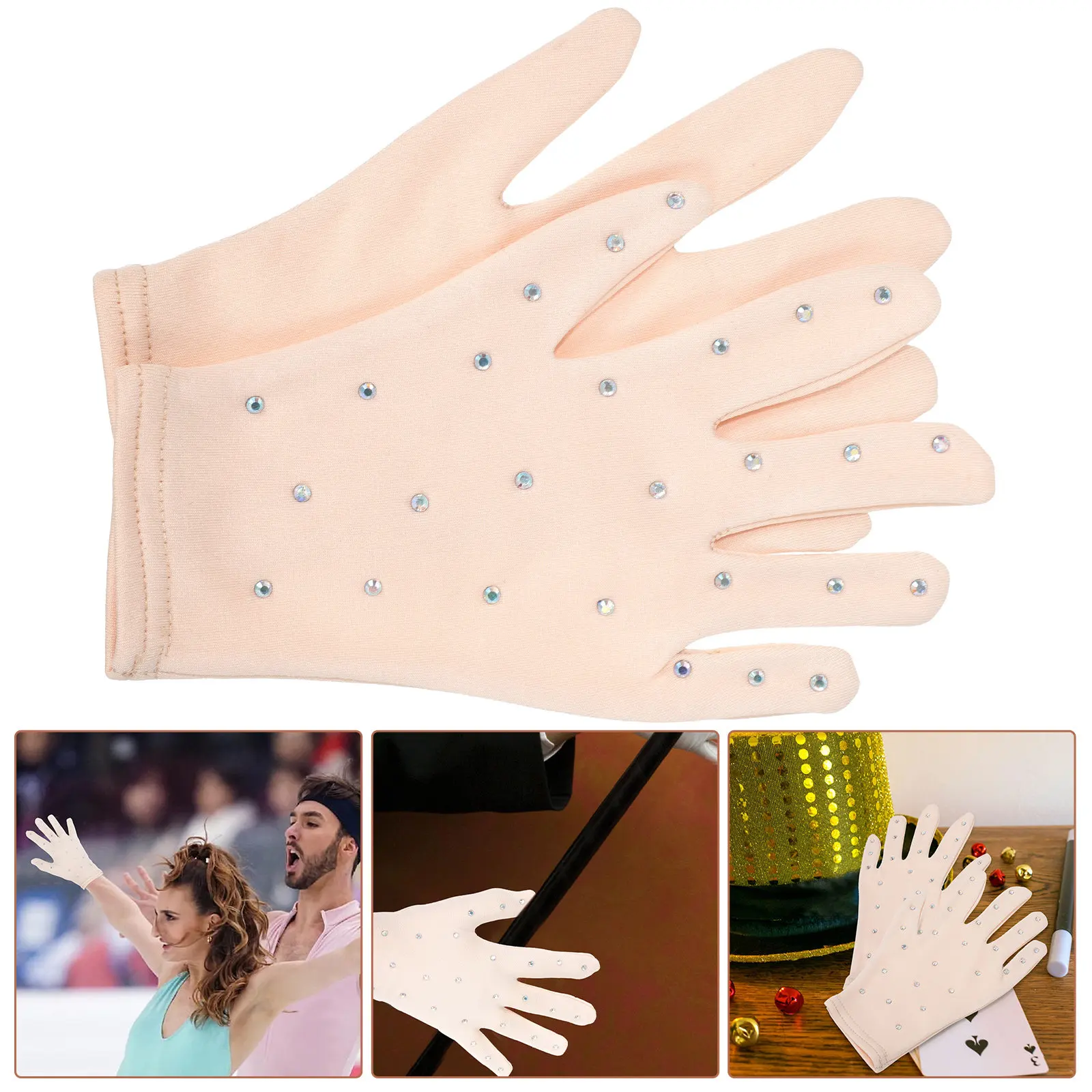 

Пара перчаток для девочек для выступлений на сцене, с пайетками, декоративные, для фигурного катания, танцев, дышащие, для вечеринок