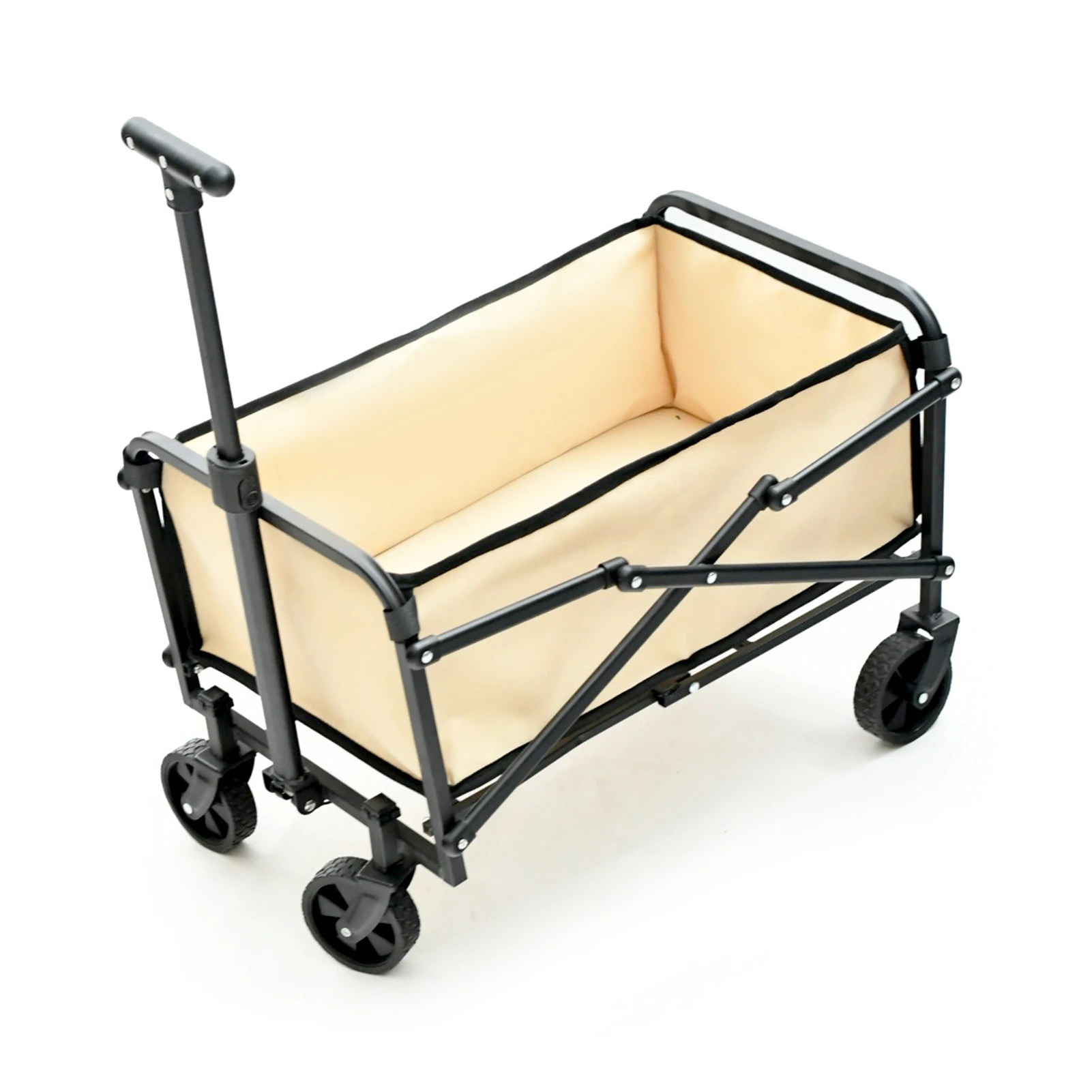 Collapsible Small Picnic BBQ Camping Storage Cart Outdoor Folding Trolley Garden Cart with Wheels for Camping Beach Garden Wagon