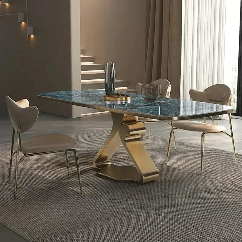 Luxury Dining Table With Beautiful Textured Glossy Desktop High-End Furniture For Kitchen Juegos De Comedor Furniture