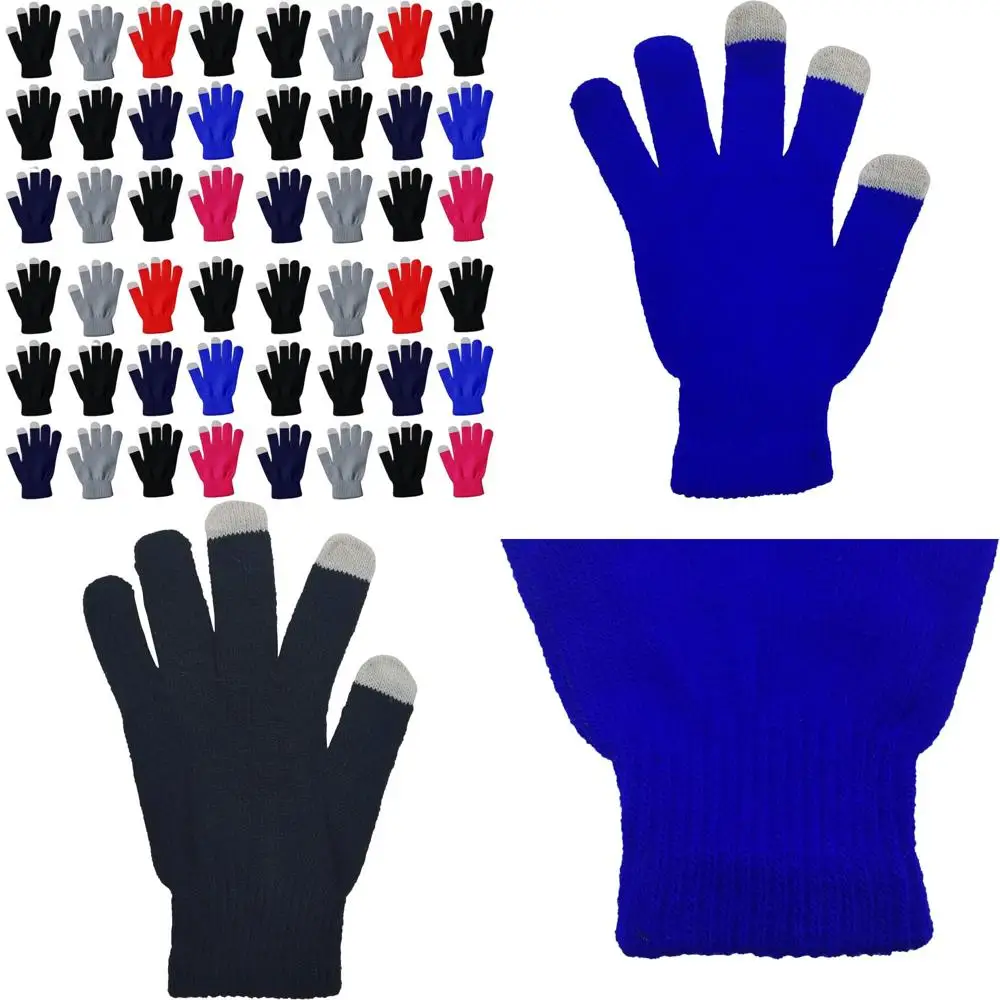

48 Pairs Winter Magic Gloves, Bulk Warm Brushed Interior, Stretchy Assorted Mens Womens